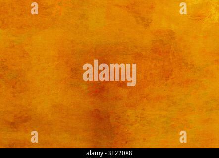 Distressed aged weathered orange painting on an art canvas background backdrop. grunge art concept. Stock Photo