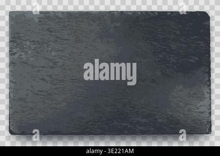 Realistic vector slate board with natural stone texture isolated on transparent background. Design element for menu, signage, mockups. Clean dark surf Stock Vector