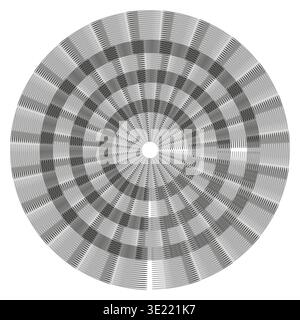 Detailed monochrome ray. Geometric fan Vector. Professional round texture. Technical scale chart frame border base area. EPS 10. Stock Vector