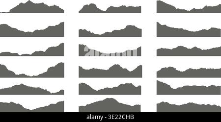 Ripped paper of notebook isolated on white background. Pieces of page and sheet with torn edge for banners and templates design. Black rough vintage Stock Vector