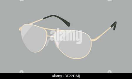 Golden aviator sunglasses illustration Stock Vector