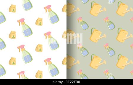 Happy Spring Gardening Tools Pattern Stock Vector