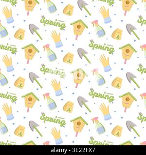 Happy Spring Gardening Pattern Stock Vector