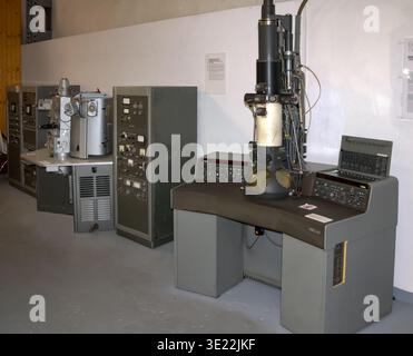 Collection of Historical Electron Microscopes and Scientific Laboratory Equipment, Belgrade Stock Photo