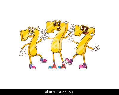 Cartoon groovy casino numbers characters Stock Vector