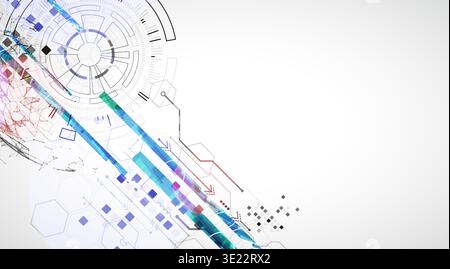 Abstract background. Scientific and technological concept with the use of technical elements formed in the shape of a circle. Vector Stock Vector