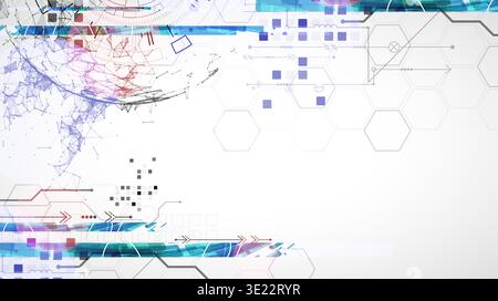 Abstract background. Scientific and technological concept with the use of technical elements formed in the shape of a circle. Vector Stock Vector