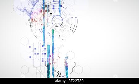 Abstract background. Scientific and technological concept with the use of technical elements formed in the shape of a circle. Vector Stock Vector