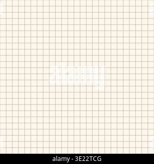 Old beige square notebook paper seamless pattern. Squared grid texture with brown lines. Paper math mesh sheet seamless background. Vector Stock Vector