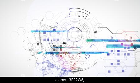 Abstract background. Scientific and technological concept with the use of technical elements formed in the shape of a circle. Vector Stock Vector