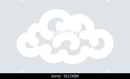Stylized ornamental cloud illustration with swirling curves and rounded edges on a soft pale background. Stock Vector