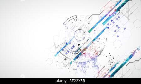 Abstract background. Scientific and technological concept with the use of technical elements formed in the shape of a circle. Vector Stock Vector