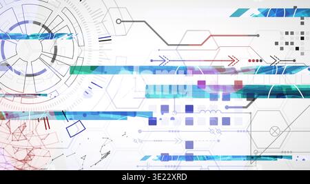 Abstract background. Scientific and technological concept with the use of technical elements formed in the shape of a circle. Vector Stock Vector