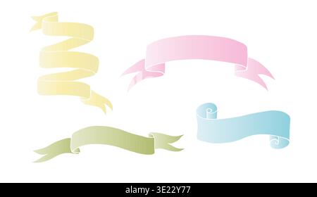 Vector scrolls paper, banners set. Hand painted linear parchment illustration. Graphic monochrome sketch isolated on background. For designers, prints Stock Vector