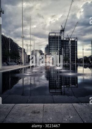 Water fountains in Centenary Square, Birmingham Stock Photo