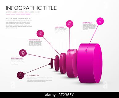 This infographic features a 3D cylinder design with fivesteps for data visualization. Use this professional infographic to create a clear business rep Stock Vector