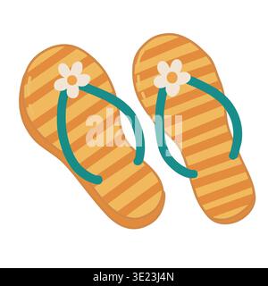Beach flip flops illustration, colorful summer footwear design Stock Vector