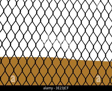 Seamless metal chain link fence. Metal lattice with rhombus, diamond shape silhouette Stock Vector