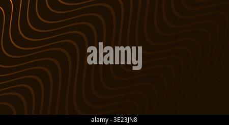 Abstract dark background with glowing golden wavy lines Stock Vector