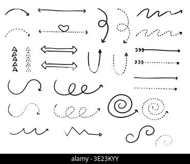 Black and white arrow icons set Stock Vector