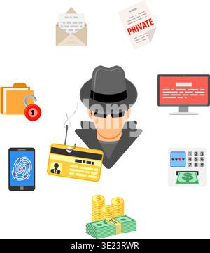 Cyber Crime Banners for Flyer, Poster, Web Site, Printing Advertising Like Hacker and Social Engineering. Stock Vector