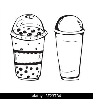 Whimsy Hand drawn Cute Different Drinks  Stock Vector