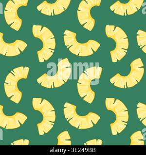 Seamless pattern with pineapple slice in flat style. Repeating tropical fruit background for textile, wrapping paper, packaging and summer design. Stock Vector