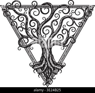 Versatile ornamental tree design suitable for creative projects requiring symbolic or nature-inspired visuals. Stock Vector