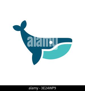 A whale with a lifted tail is shown in a simple marine style. This graphic suits coastal tourism, marine wildlife content, ocean travel branding, and Stock Vector