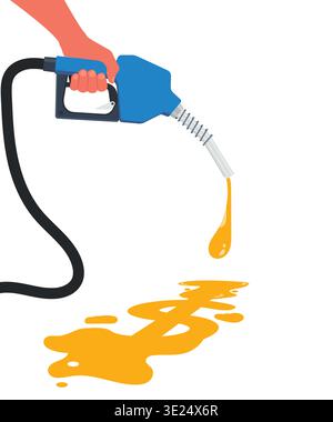 Hand holding gas fuel pump nozzle stock illustration Stock Vector