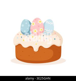Traditional Easter Bread With Decorated Eggs Stock Vector