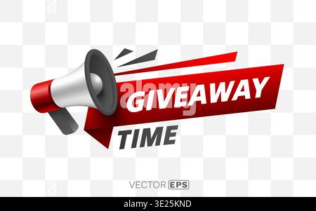 Catchy Giveaway Time banner with megaphone for promotion, perfect for marketing campaign, contest, or special offer. Vector illustration Stock Vector