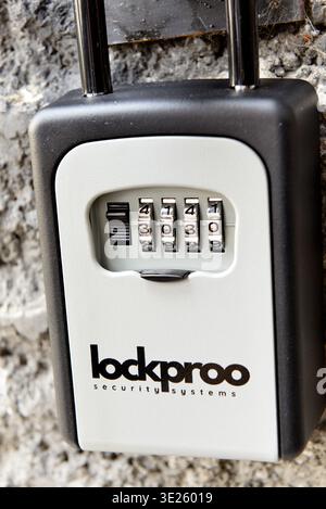 Lockproo security systems key holder with code for self check-in short-term rentals Stock Photo
