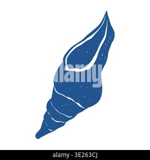 Doodle seashell. Blue seashell silhouette in sketch style. Hand-drawn vector illustration isolated on a white background. Stock Vector