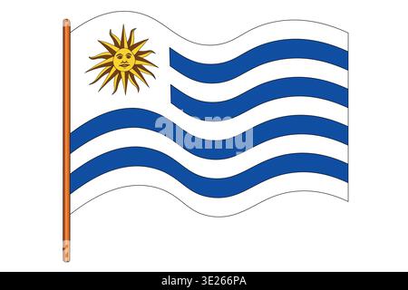 Flag of Uruguay. Uruguayan national symbol in official colors. Template icon. Abstract vector background Stock Vector