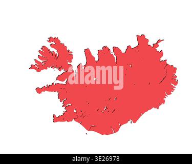 Map of Iceland, sign silhouette. World Map Globe. Vector Illustration isolated on transparent background. Europe continent Stock Vector