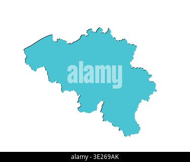 Map of Belgium, sign silhouette. World Map Globe. Vector Illustration isolated on transparent background. Europe continent Stock Vector