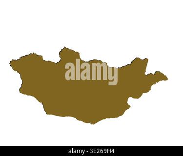 Map of Mongolia, sign silhouette. World Map Globe. Vector Illustration isolated on white background. Asian continent Stock Vector