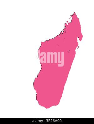 Map of Madagasсar, sign silhouette. World Map Globe. Vector Illustration isolated on white background. African continent Stock Vector