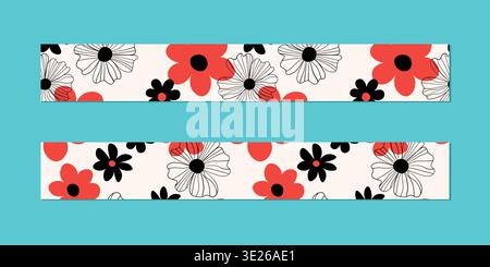 Vector illustration of a set of decorative ribbon stripes. Masking tape, satin or corsage, grssgrain tape, adhesive tapes for frames, scrapbooking Stock Vector