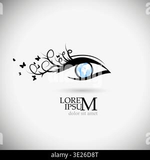 Eye pupil in the shape of a globe . Not AI, Vector illustration Stock Vector