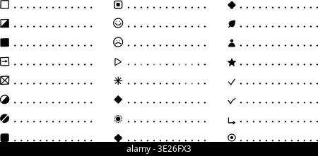Bullet todo list for checklist points notes and icons planner journal. Bullets menu interface for icon glyph marker and pointer dotted leaf. Bullet Stock Vector