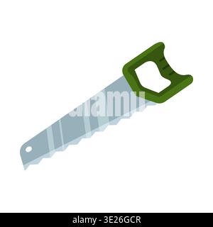 Hand saw. Isolated vector illustration in flat cartoon style. Stock Vector