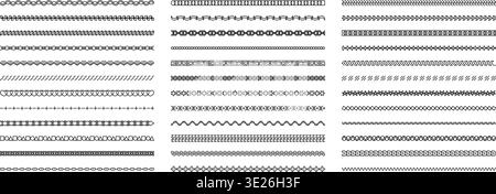 Decorative border set, geometric ornamental divider lines, seamless trims. Invitation, card, textile, packaging, frame, scrapbook, web decoration Stock Vector