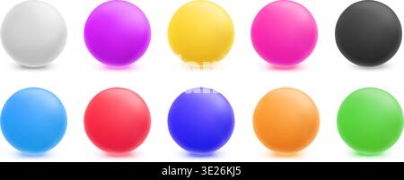 Glossy colorful spheres set, realistic round gradient balls, bright palette collection. UI, branding, infographic, app, web, presentation design Stock Vector