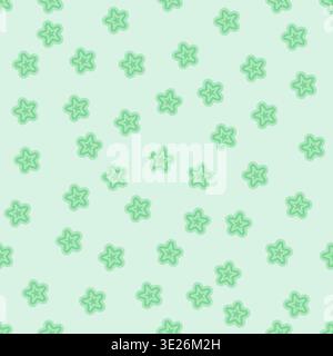 Fresh mint green seamless pattern with cute star motifs. Ideal for nursery decor, baby textiles, wrapping paper, and cute stationery. Clean and minima Stock Vector