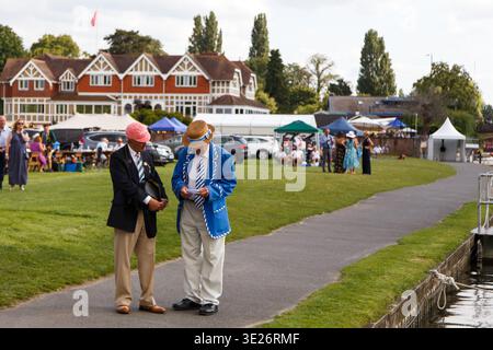 Two men in blazers, Henley Royal Regatta, Oxfordshire, UK Stock Photo