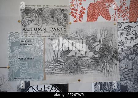 This spring, a unique selection of intricate and hand-drawn designs from celebrated visual artist Marthe Armitage (b.1930) will be on display at Pitzhanger Manor & Gallery.     Marthe Armitage: Pattern Maker will feature more than 40 prints, objects and archive materials from the lifelong career of Marthe Armitage, who at 95 years old spent decades dedicated to the art of hand-drawn and hand-cut designs for wallpaper, curtains and more. Runs from 19 March - 19 July 2026 ... Stock Photo