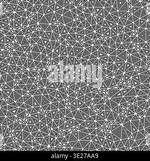 Triangles vector pattern. Multiple repeated inner triangles. Small shape size. Black and white style. Seamless pattern. Stylish vector tiles. Stock Vector