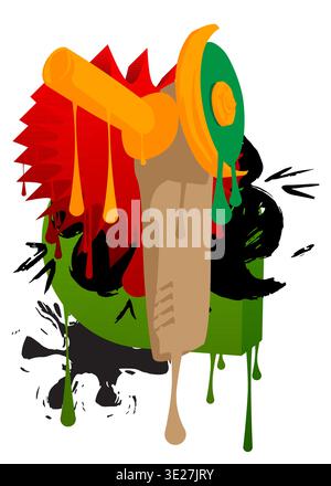 Angle grinder graffiti. Abstract modern street art decoration performed in urban painting style. Stock Vector